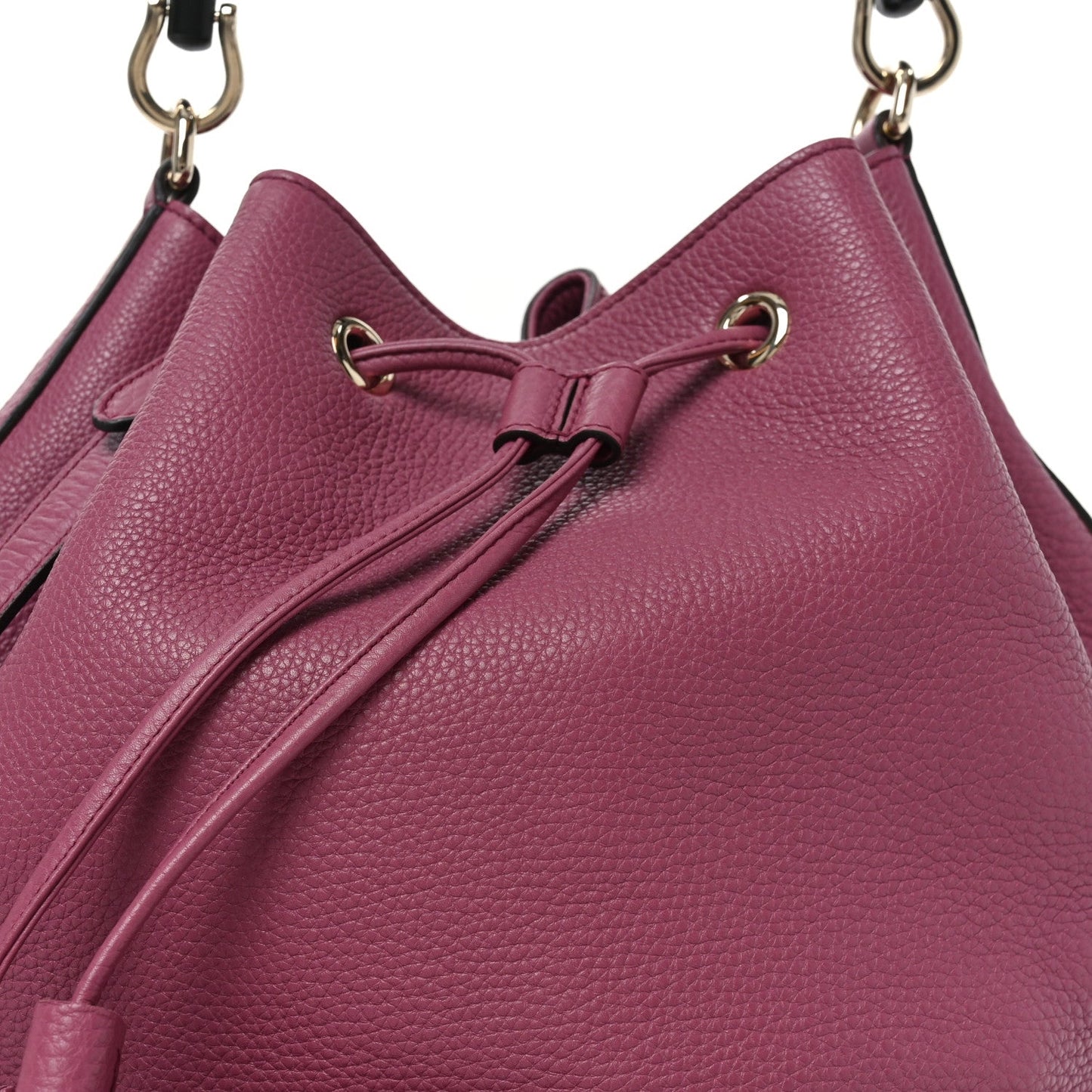 Pebbled Calfskin Miss Bamboo Bucket Bag Purple