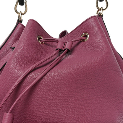 Pebbled Calfskin Miss Bamboo Bucket Bag Purple
