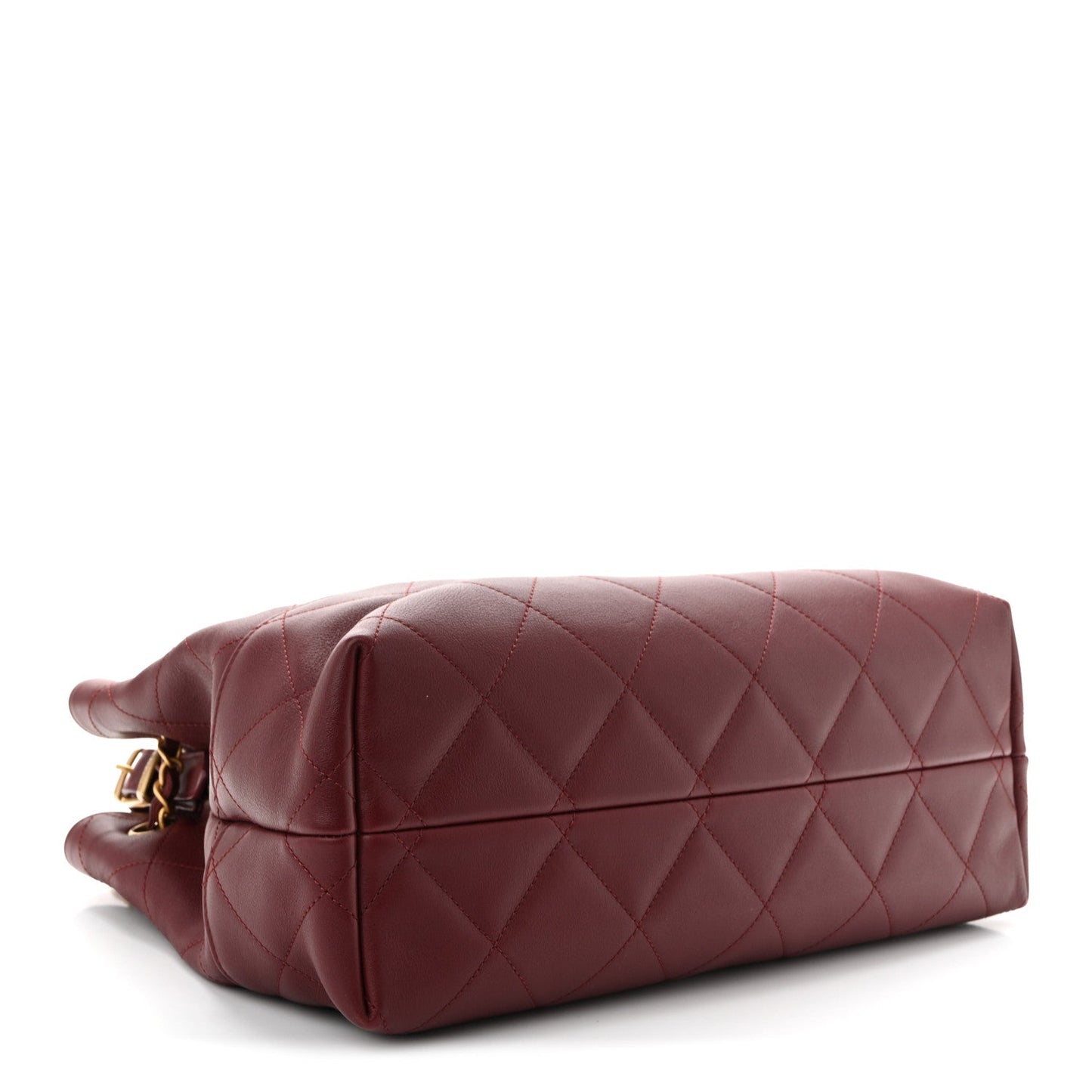 Calfskin Quilted Small Coco Base Shopping Bag Burgundy