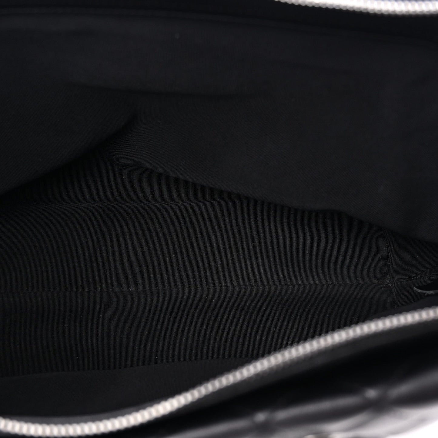 Lambskin Quilted Shopping Tote Black