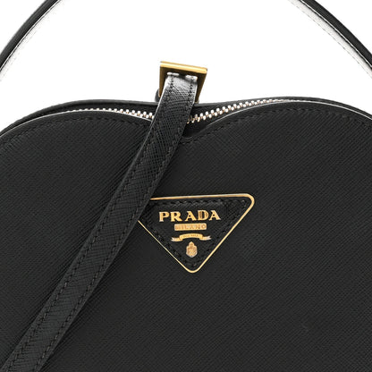 Saffiano Lux Odette Heart Crossbody Black