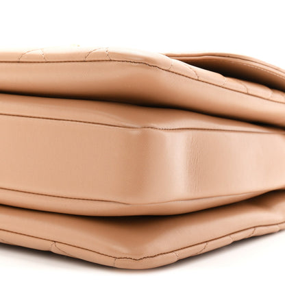 Lambskin Quilted Medium Trendy CC Flap Dual Handle Bag Camel