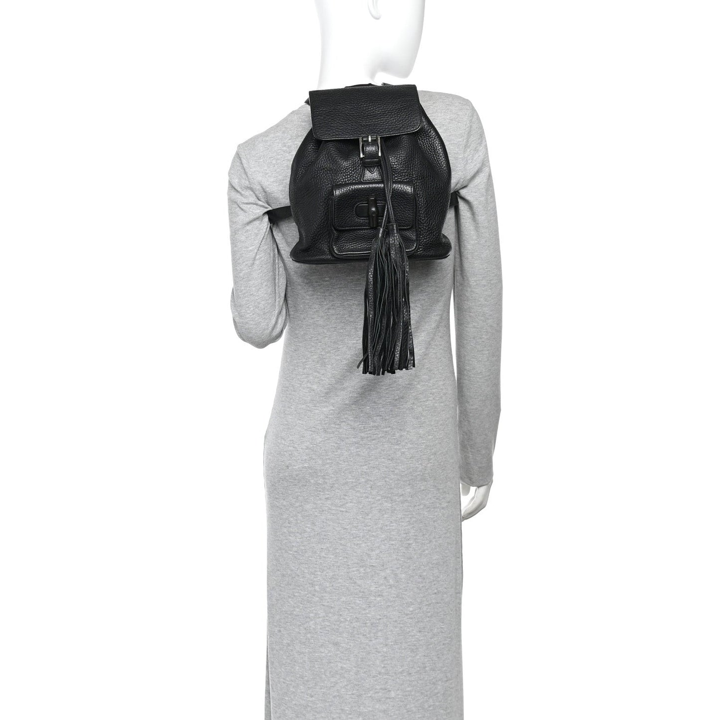 Calfskin Small Bamboo Backpack Black