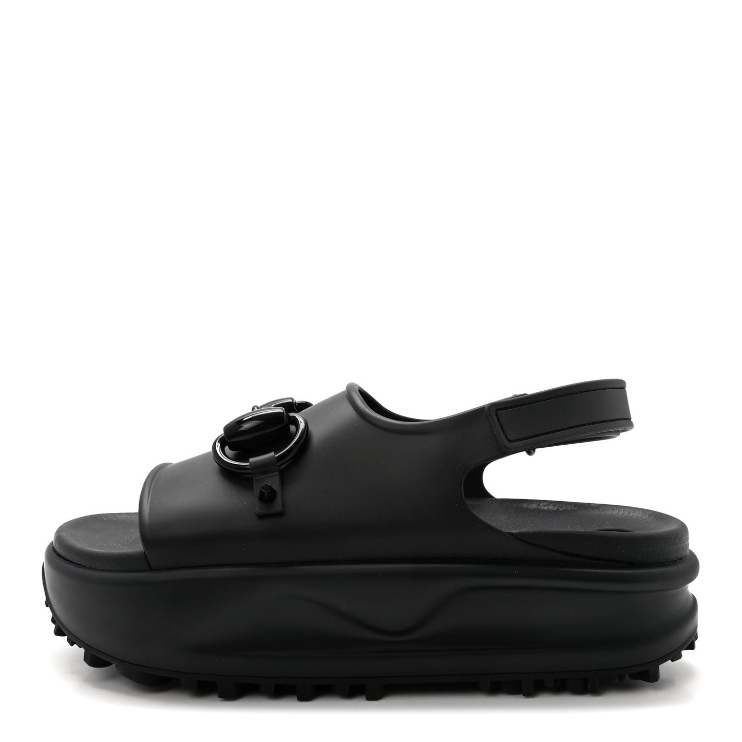 Soft Rubber Horsebit Touch Womens Strapped Sandals 38 Black