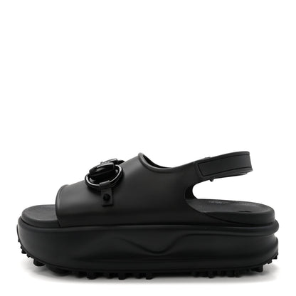 Soft Rubber Horsebit Touch Womens Strapped Sandals 38 Black