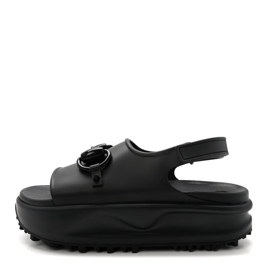 Soft Rubber Horsebit Touch Womens Strapped Sandals 38 Black