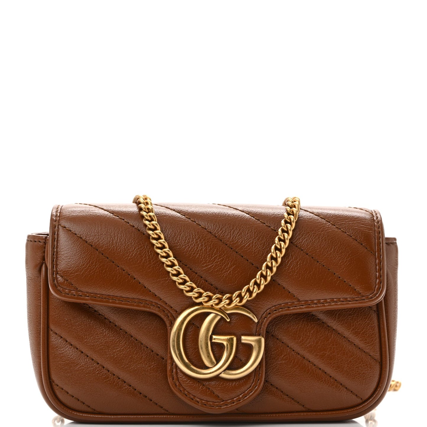 Azalea Calfskin Matelasse Diagonal Super Mini GG Marmont Shoulder Bag Cuir