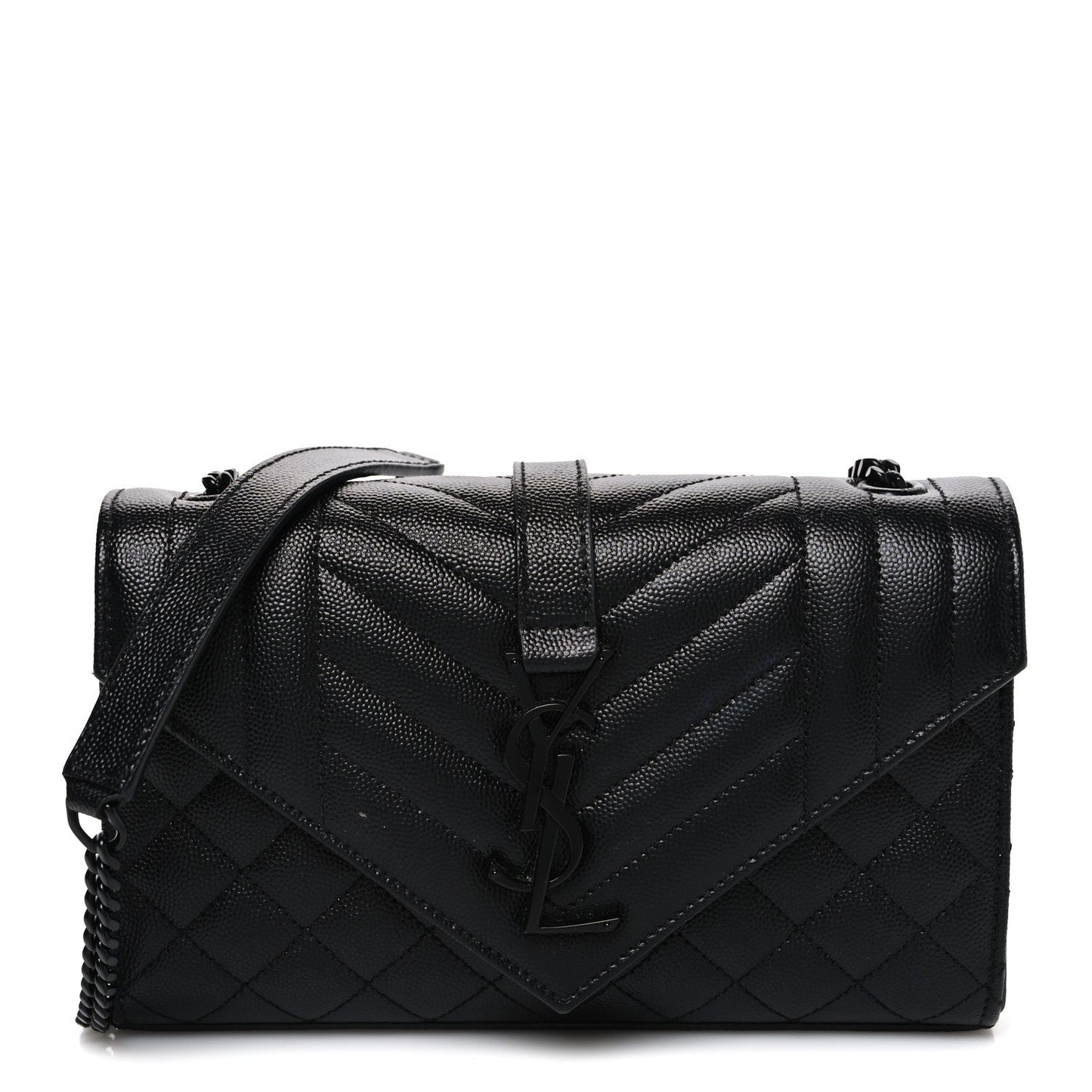 Grain De Poudre Textured Mixed Matelasse Triquilt Small Monogram Monochrome Satchel Black