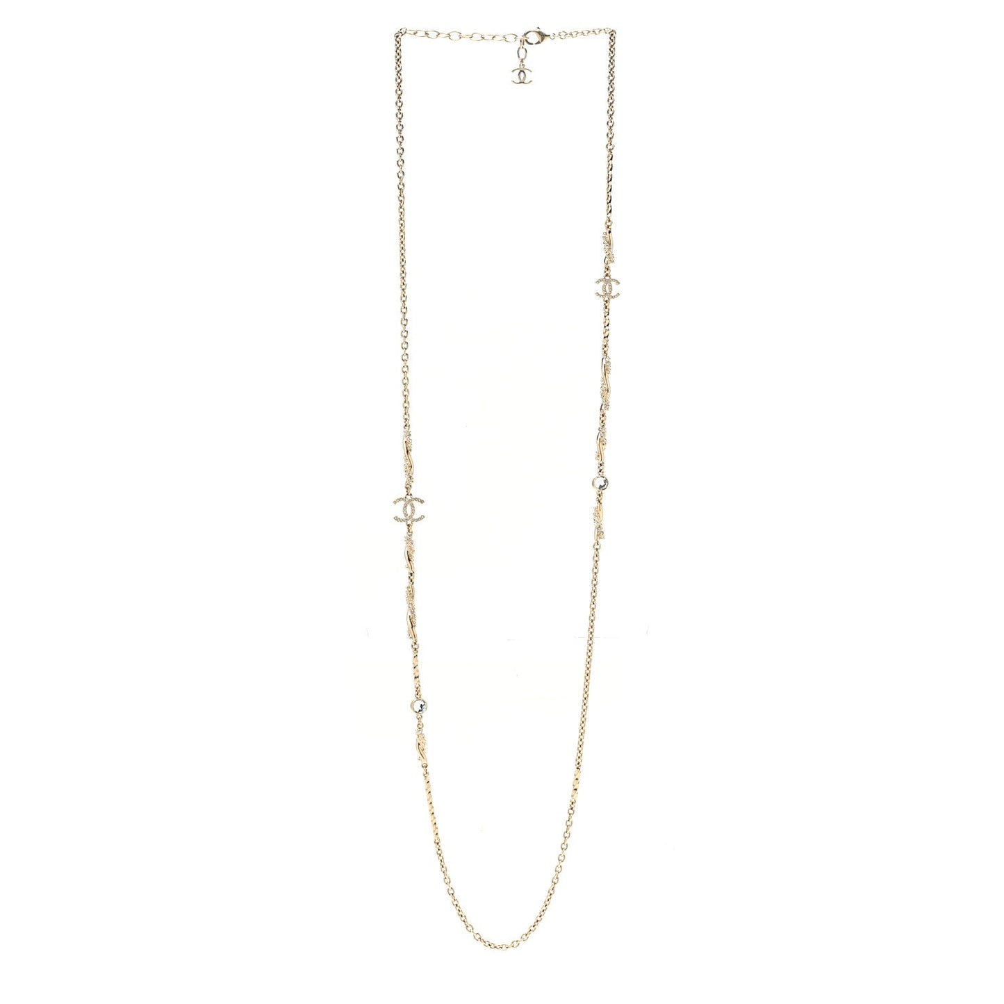 Crystal CC Twist Long Necklace Gold