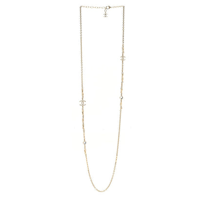 Crystal CC Twist Long Necklace Gold
