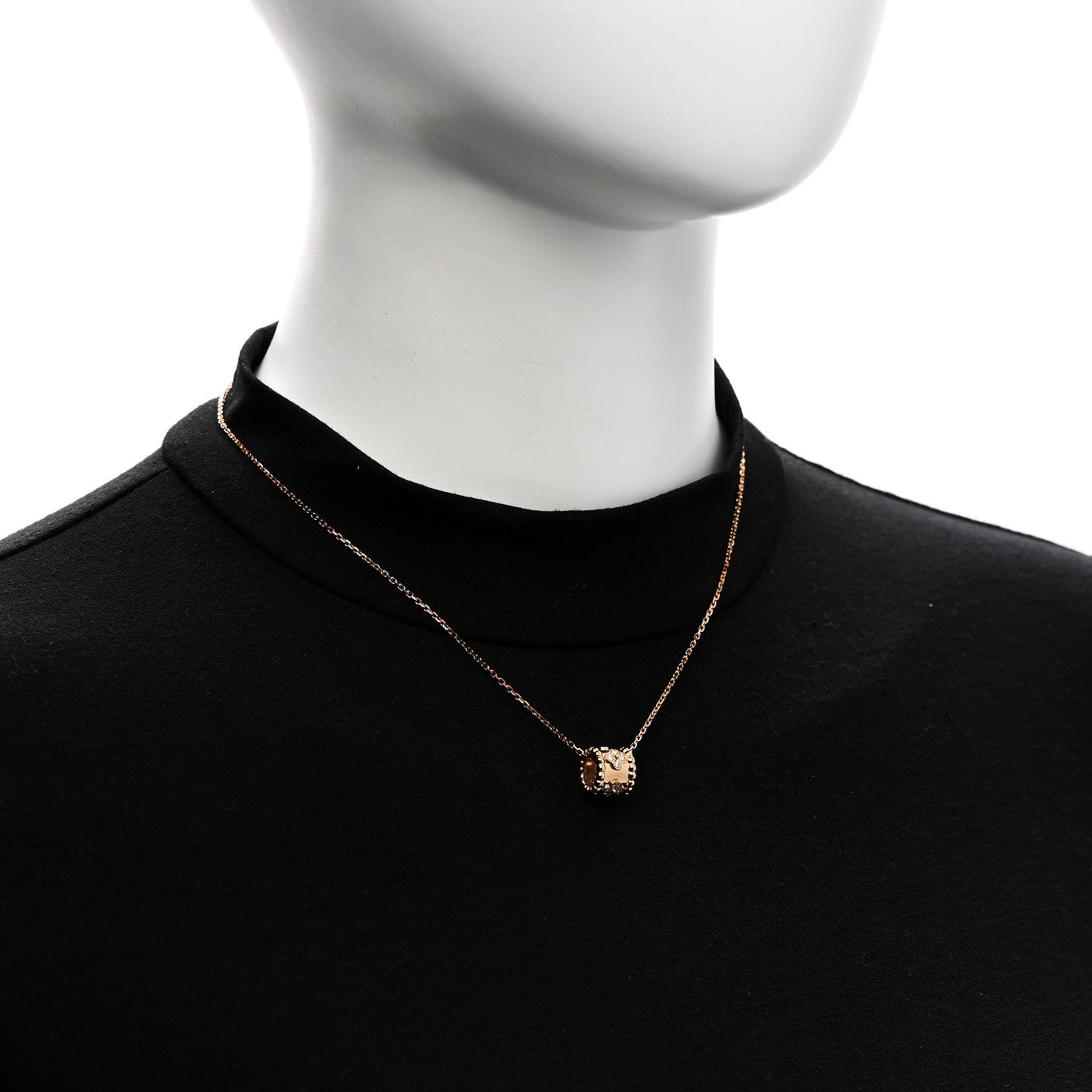 18K Rose Gold Diamond Small Perlee Clovers Pendant Necklace