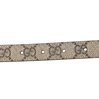 GG Supreme Monogram Plutone Calfskin Double G Reversible 20mm Belt 85 34 Beige Rosso Ancora