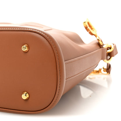 Calfskin CD Embossed Medium C'est Chain Bucket Bag Golden Saddle