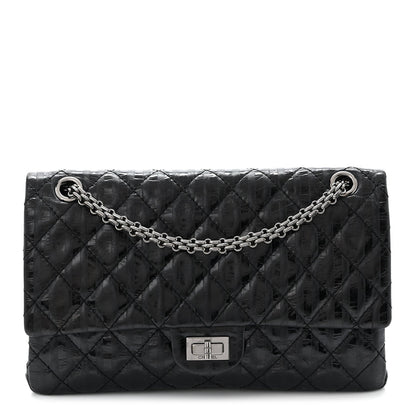 Metallic Calfskin Striped 2.55 Reissue 226 Flap Black