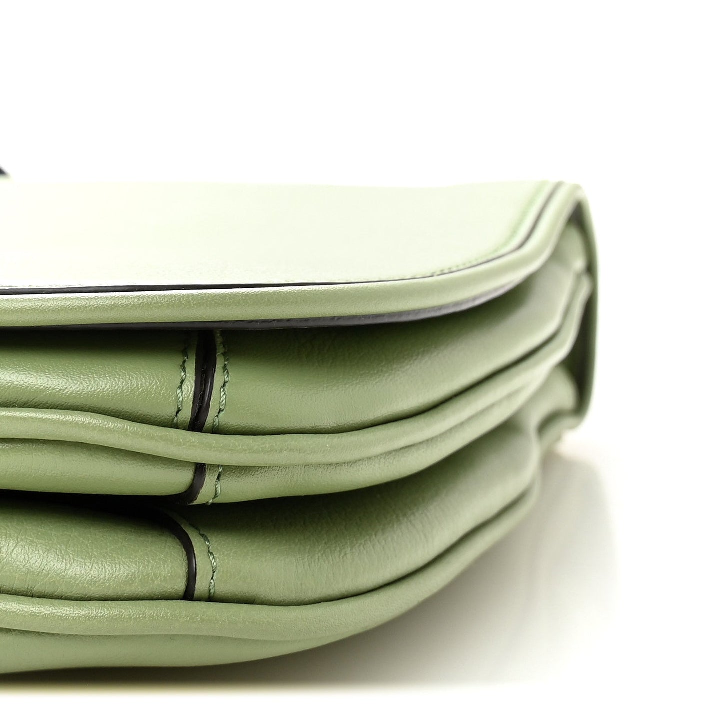 Roxy Calfskin Web Medium Blondie Top Handle Shoulder Flap Bag Salamander Green