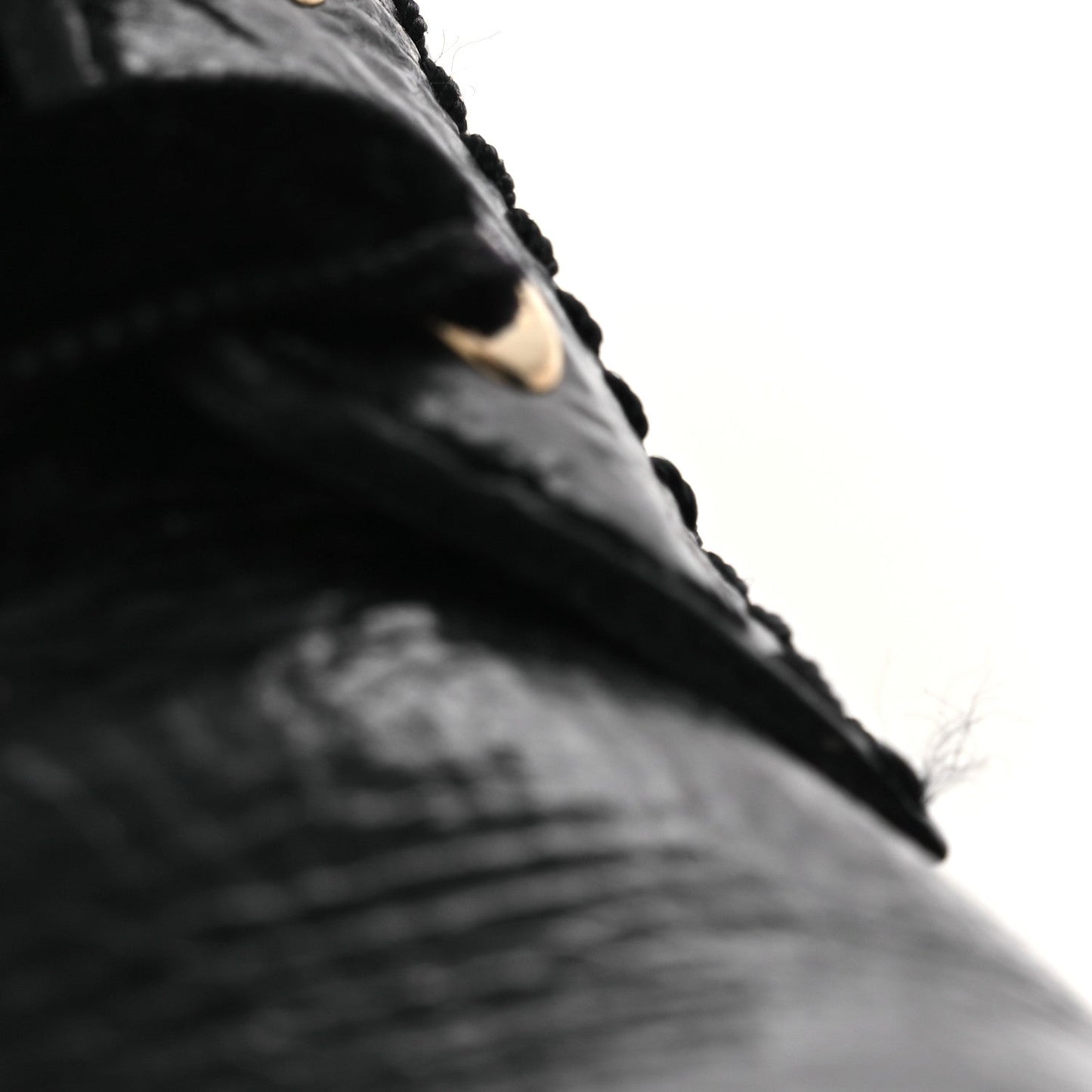 Shiny Calfskin Velvet Pearl Combat Short Boots 38 Black
