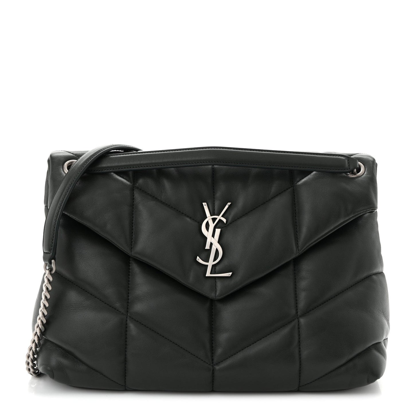 Lambskin Quilted Medium Loulou Puffer Monogram Chain Satchel Seaweed