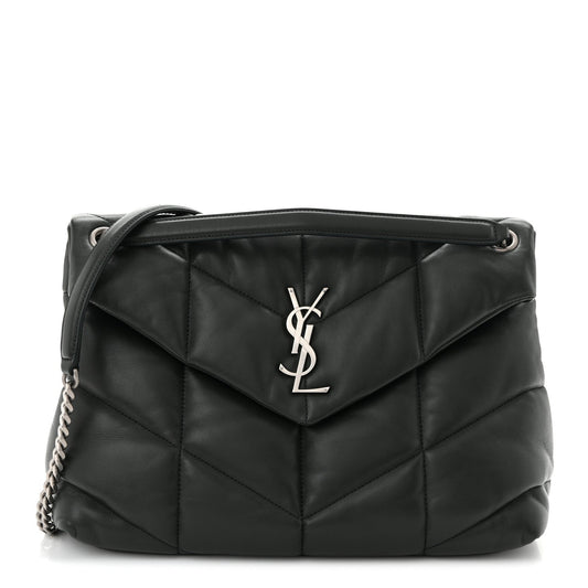 Lambskin Quilted Medium Loulou Puffer Monogram Chain Satchel Seaweed