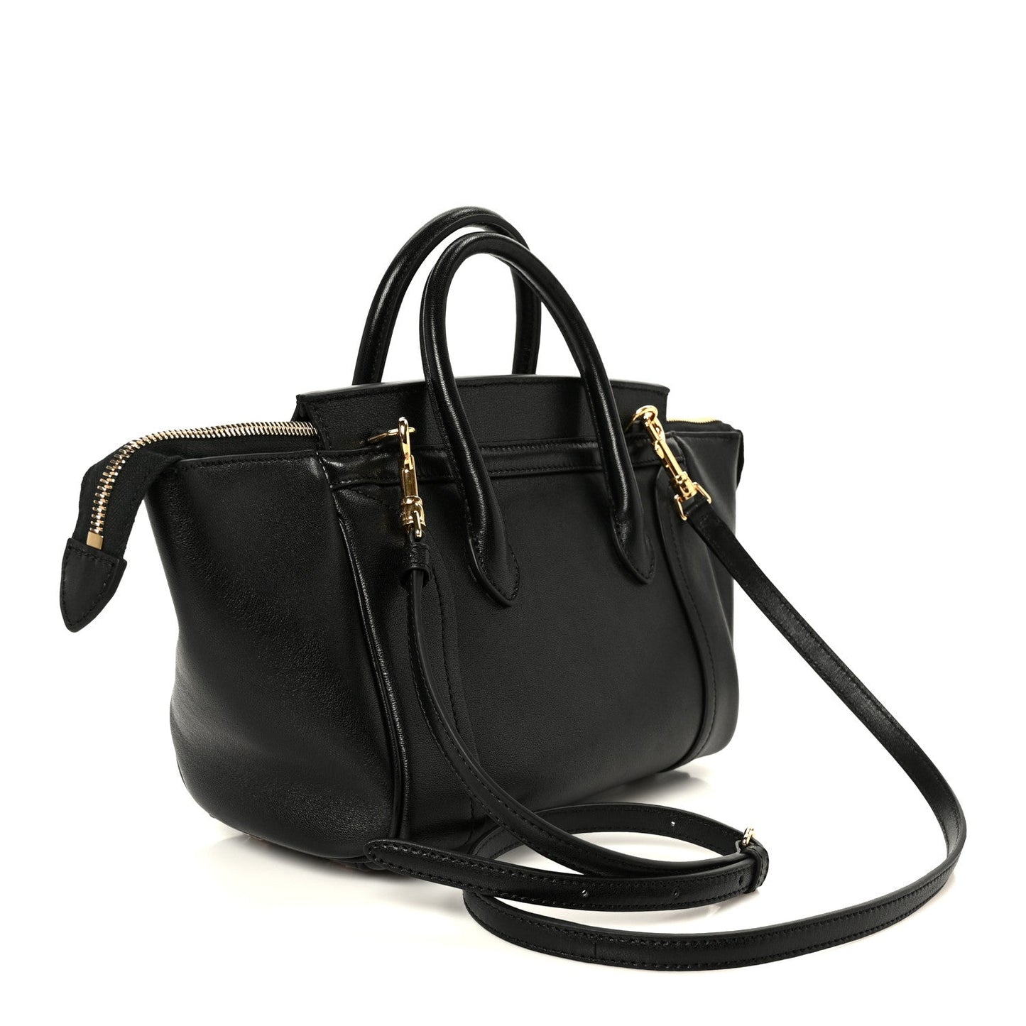 Supple Shiny Lambskin Little New Luggage Black
