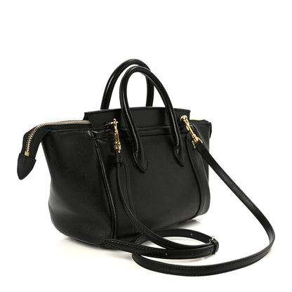 Supple Shiny Lambskin Little New Luggage Black