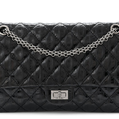 Metallic Calfskin Striped 2.55 Reissue 226 Flap Black