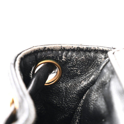 Lambskin Quilted Drawstring Backpack Black