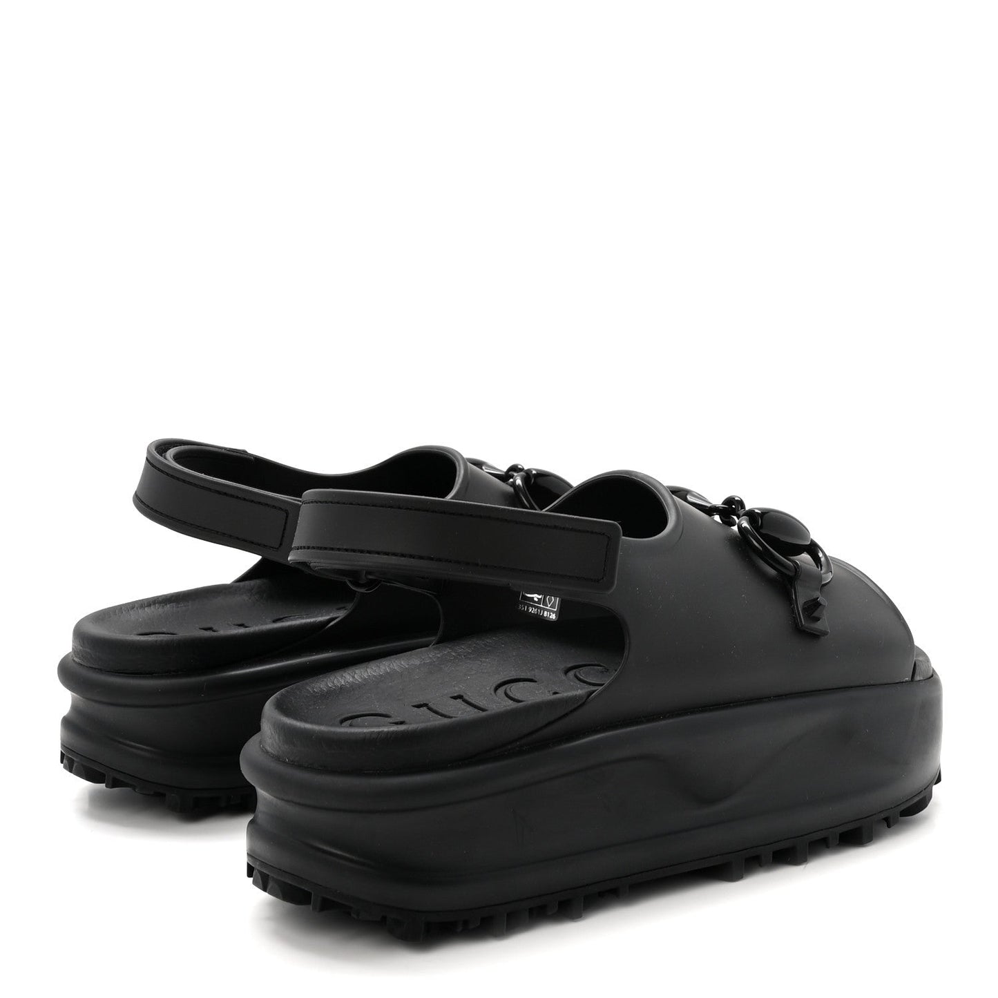 Soft Rubber Horsebit Touch Womens Strapped Sandals 38 Black
