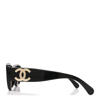 Acetate Rectangle Sunglasses 5493-A Black Brown