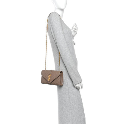 Grain De Poudre Textured Mixed Matelasse Triquilt Small Monogram Satchel Taupe