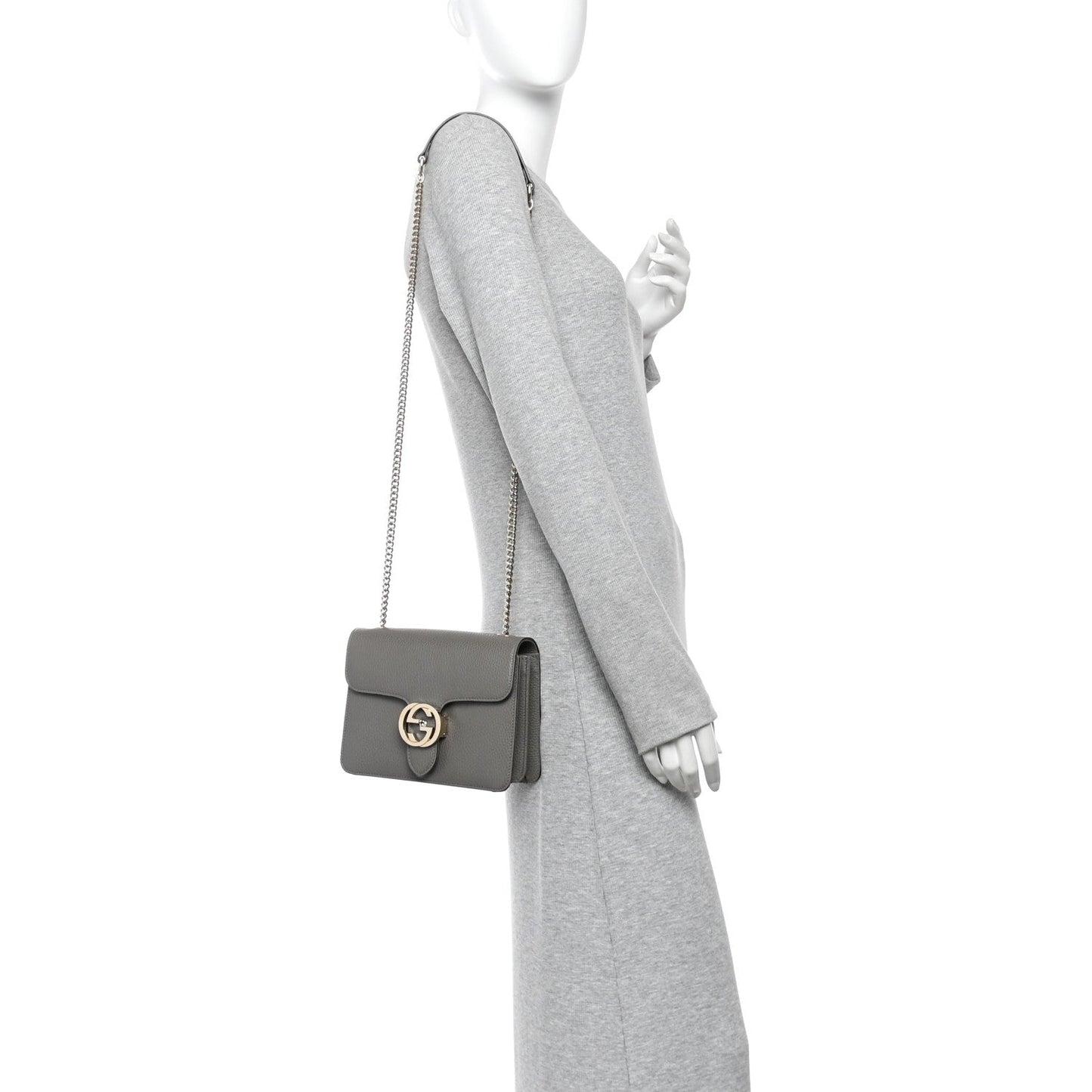 Dollar Calfskin Small Interlocking G Shoulder Bag Loess