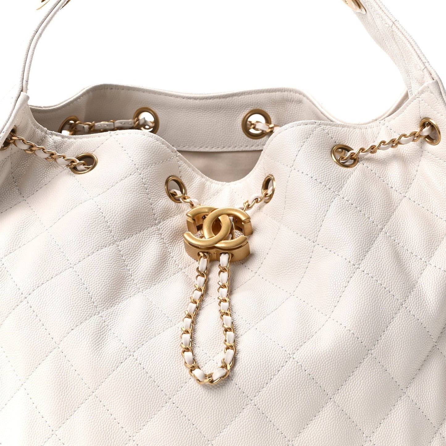 Caviar Quilted Medium Chanel 25 Handbag White
