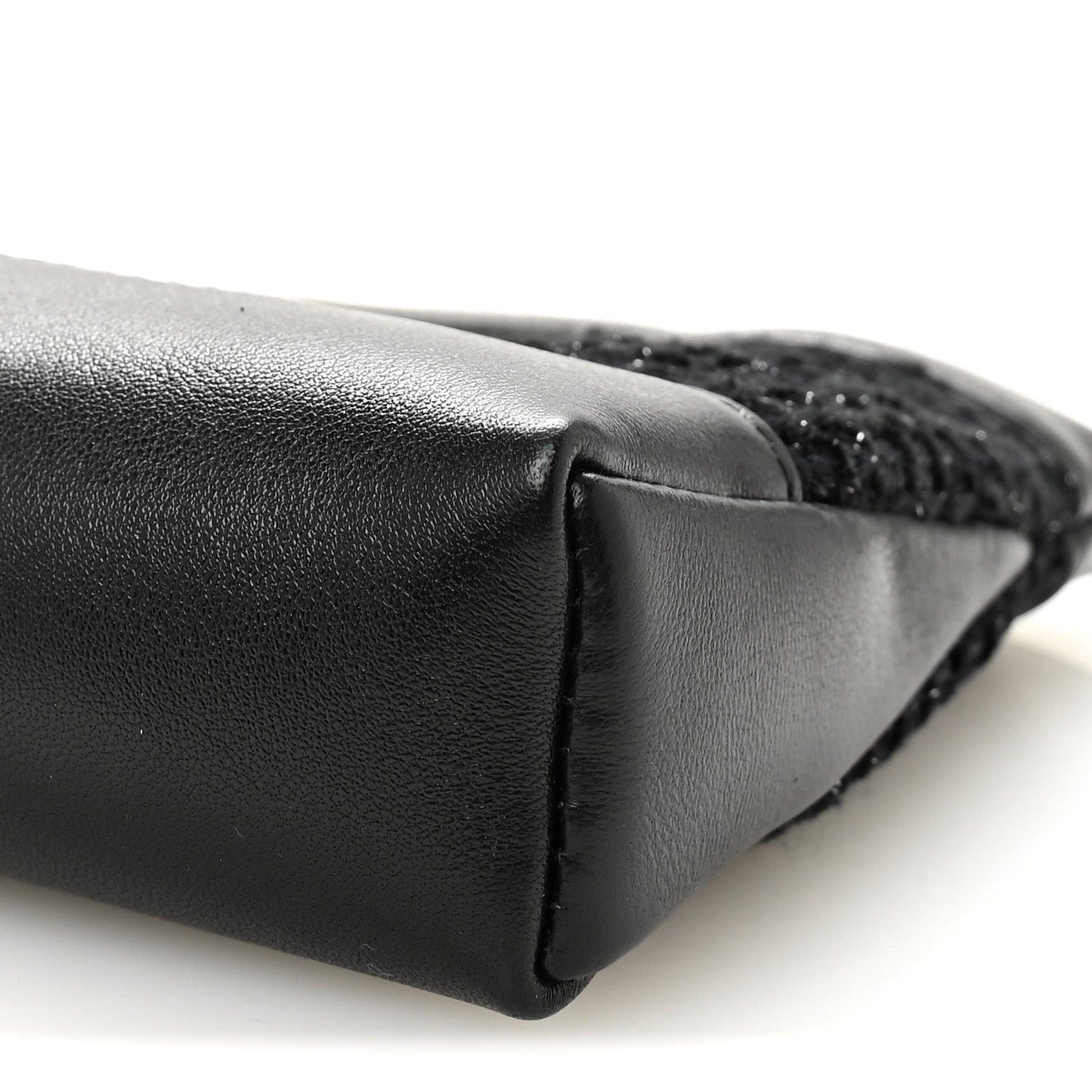 Tweed Shiny Calfskin Quilted Nano 31 Shopping Bag Black