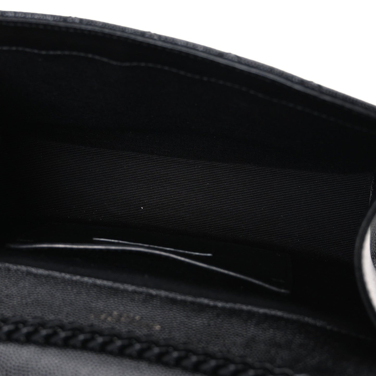 Grain De Poudre Textured Mixed Matelasse Triquilt Small Monogram Monochrome Satchel Black