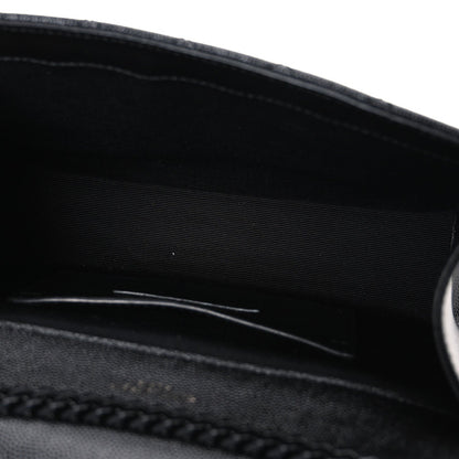 Grain De Poudre Textured Mixed Matelasse Triquilt Small Monogram Monochrome Satchel Black