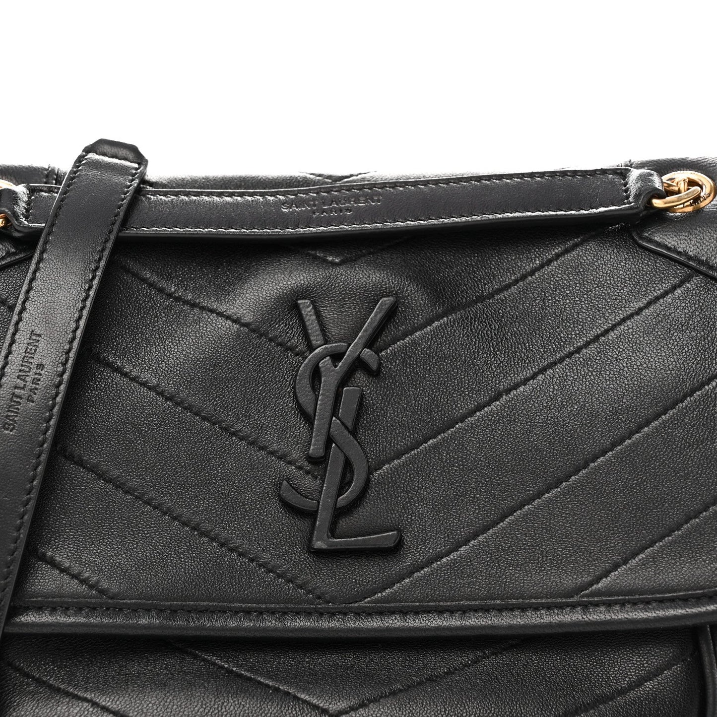 Lambskin Matelasse Monogram Baby Niki Chain Satchel Black