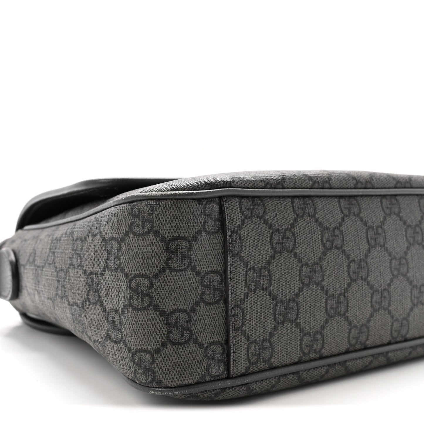 Tender GG Supreme Monogram Textured Dollar Calfskin Ophidia Messenger Bag Grey Black Graphite Grey