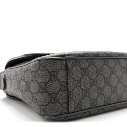 Tender GG Supreme Monogram Textured Dollar Calfskin Ophidia Messenger Bag Grey Black Graphite Grey