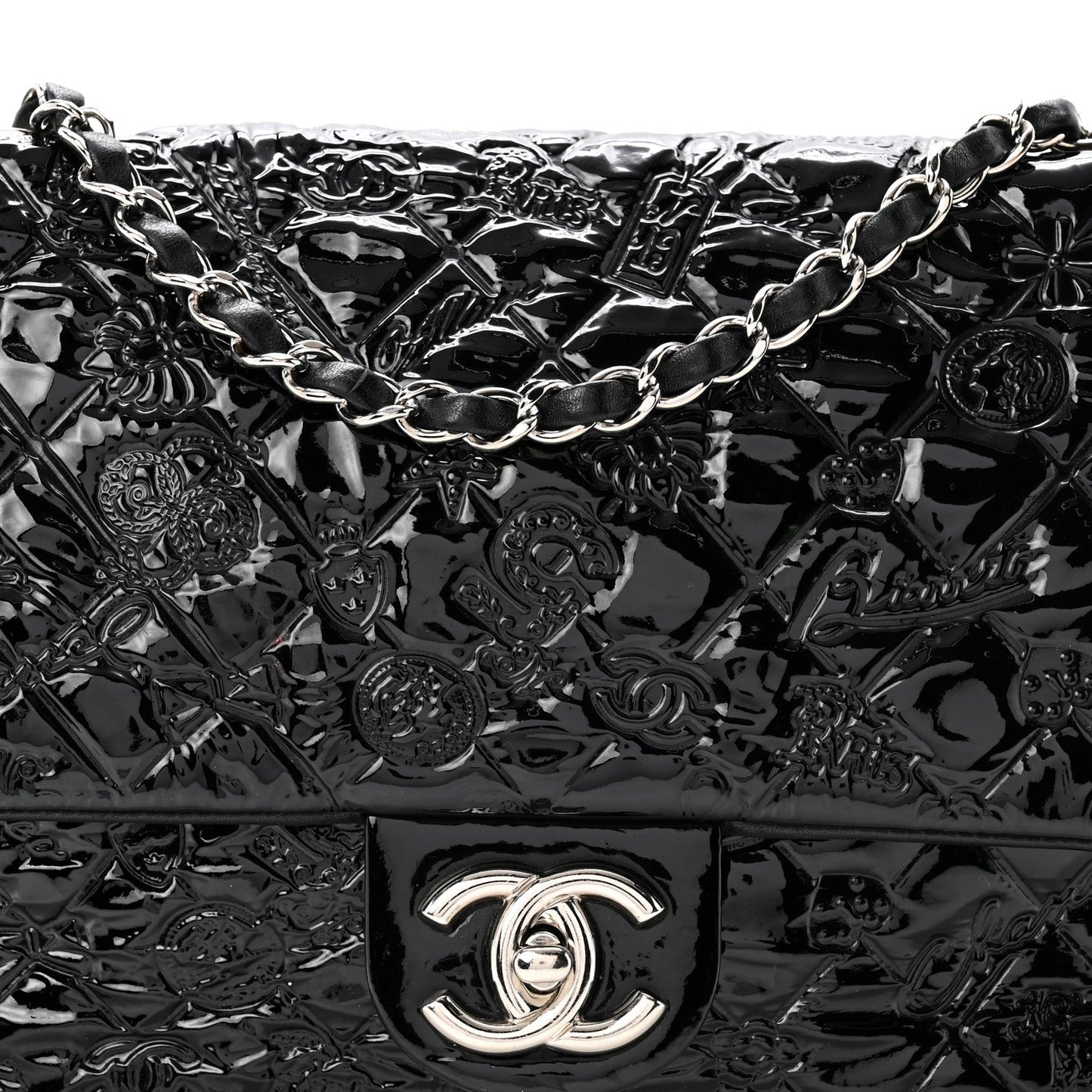Patent Large Lucky Symbols Flap Black