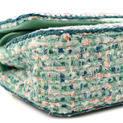 Tweed Braided Medium Flap Green Blue Multicolor