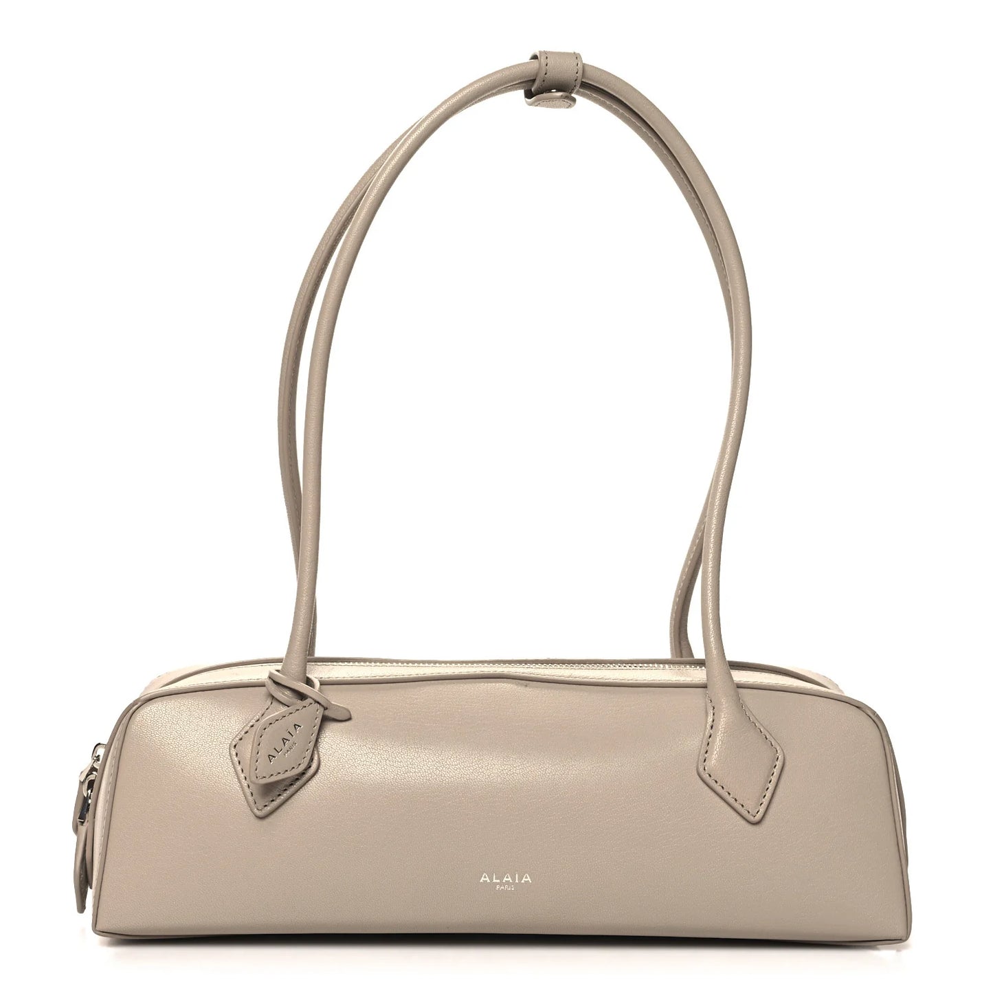 Alaia Shiny Goatskin Medium Le Teckel Bag Grege