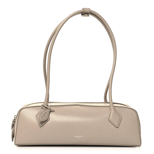 Alaia Shiny Goatskin Medium Le Teckel Bag Grege