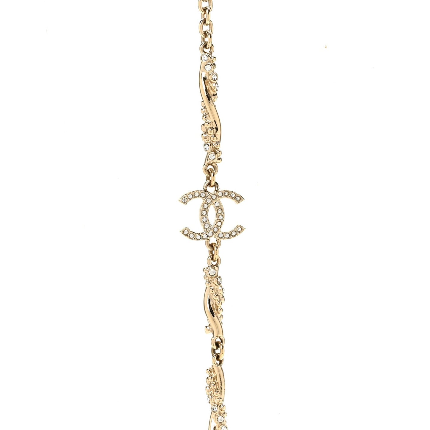 Crystal CC Twist Long Necklace Gold