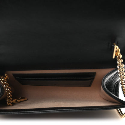 Textured Calfskin Web Mini Rajah Slim Flap Shoulder Bag Black