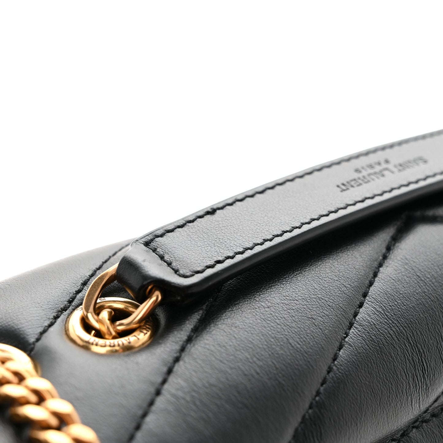 Calfskin Y Quilted Monogram Small Loulou Chain Satchel Black