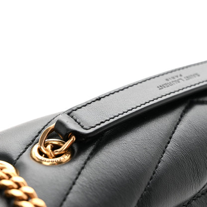 Calfskin Y Quilted Monogram Small Loulou Chain Satchel Black