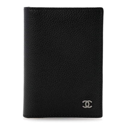Grained Calfskin Brilliant Card Holder Black