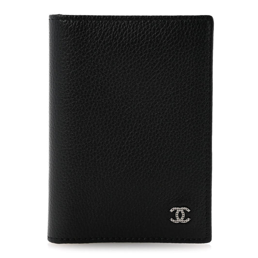 Grained Calfskin Brilliant Card Holder Black