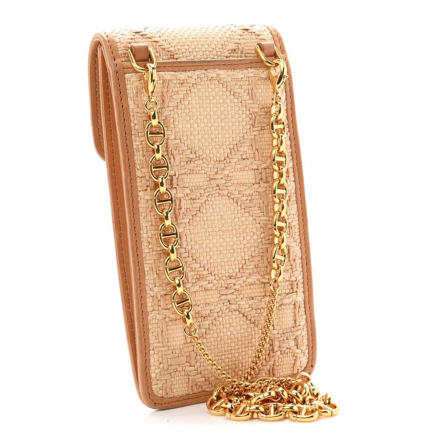 Raffia Cannage Phone Pouch Holder Natural