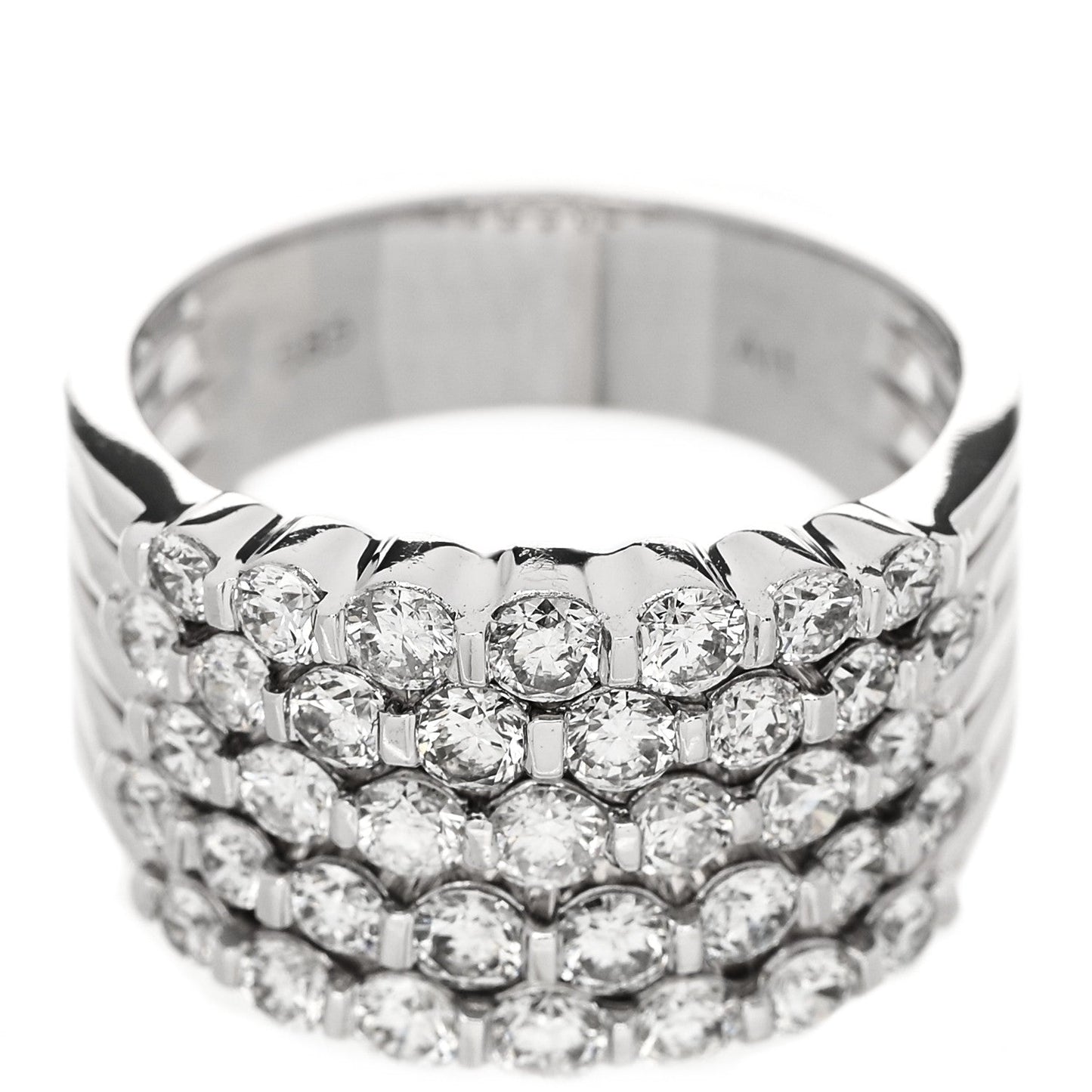 14K White Gold Diamond 1.90ctw Five Row Band Ring 53 6.25