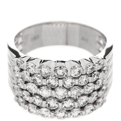 14K White Gold Diamond 1.90ctw Five Row Band Ring 53 6.25